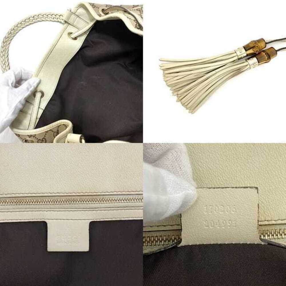 Gucci Brown Bamboo Beige over Bag GG Tote Shoulder Woven Business All Tassel - Picture 10 of 10